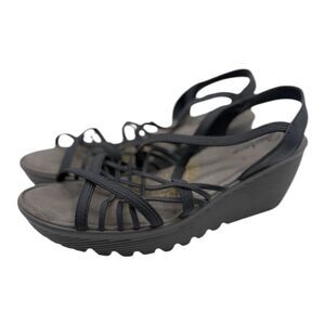 Skechers Women’s Wedge Sandals Parallel Crossed Wires Strappy Size 11 Gray